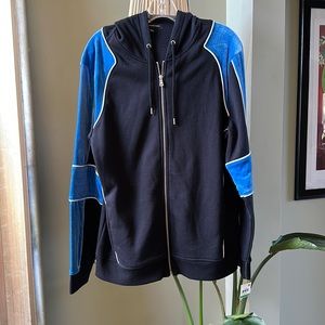 BLACK HOODIE with blue velvet